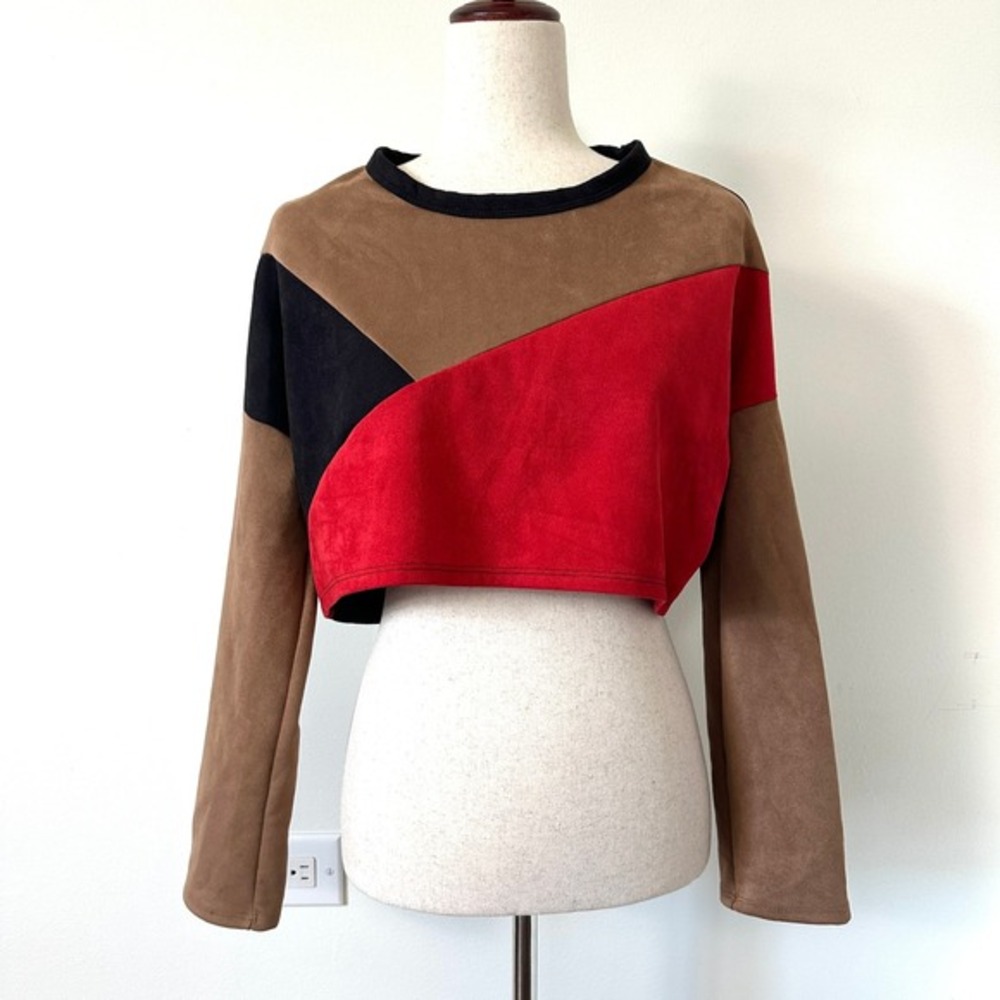 VTG 90s Y2K‎ Colorblock Crop Top Small Indie Sleaze Clubwear Streetwear USA